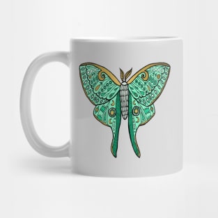 Luna Moth Green and Gold Mug